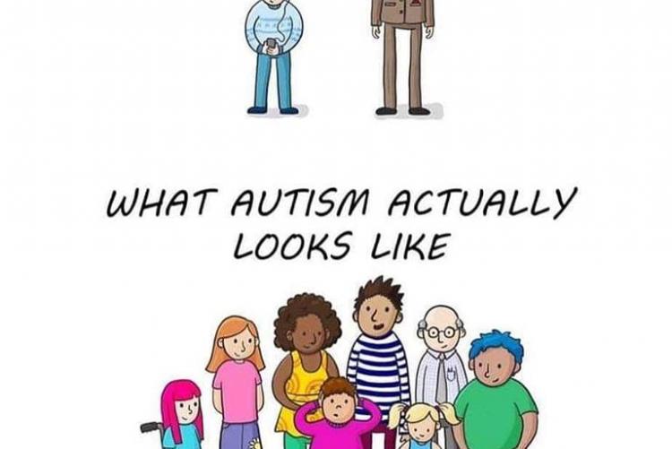 "What autism actually looks like" και από κάτω βλέπουμε κάθε λογής ανθρώπους (χρώματα, αναπηρία, επιλογές)