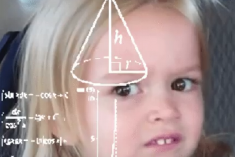 Ένα κοριτσάκι με πολύ απορημένο ύφος (γνωστό meme) και δίπλα της φαίνονται πράξεις από πολύ προχωρημένα μαθηματικά